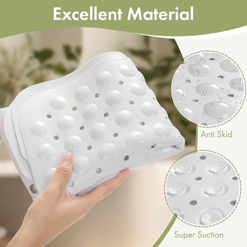 AmazerBath Shower Mat Non Slip 40 x 16 Inches, Shower Stall Mats with Suction Cups and Drain Holes, Non Slip Bath Mat for Tub for Elderly & Kids, White - Image 6