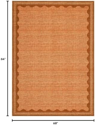 GarveeHome Scalloped Orange Washable Rugs 5x7 Rug for Living Room Solid Modern Minimalism Soft Low-Pile Carpet for Bedroom Dining Nursery Non Slip TPE Backing - Image 2