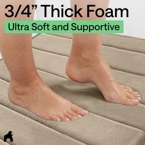 GORILLA GRIP Absorbent Memory Foam Bath and Shower Mat, 36x24 Taupe - Image 4