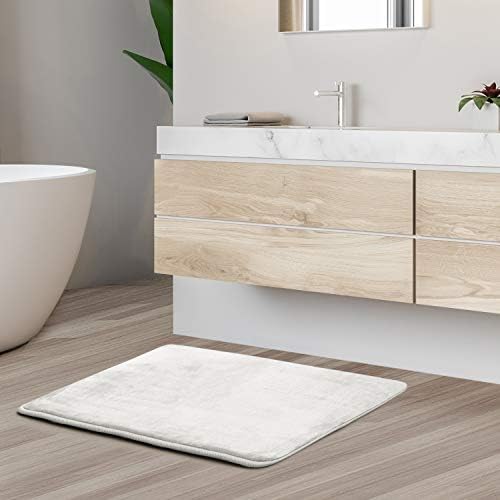 Clara Clark Bathroom Rugs, Velvet Memory Foam Bath Mat, Non-Slip, Machine Washable Bath Rugs - Dries Quickly, Ultra Soft Plush Bath Mats for Bathroom, 17 x 24, Solid White - Image 2