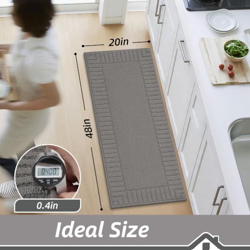 BEQHAUSE Kitchen Rugs 20"x48", Non Slip Washable Kitchen Floor Mat, Grey - Image 2