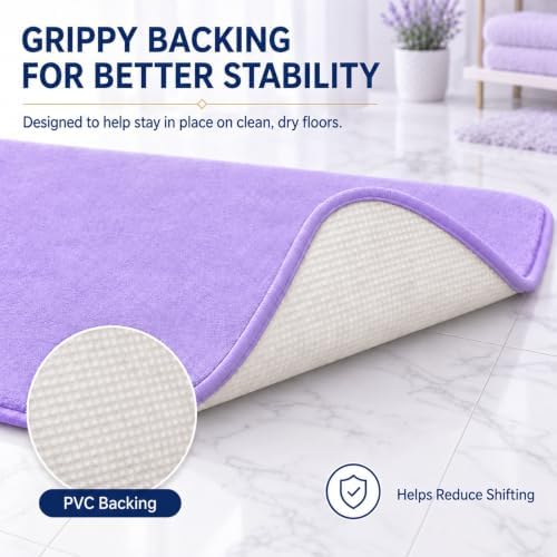 RUN HELIX Bathroom Rugs Sets 3 Piece, Soft Absorbent Memory Foam Bath Mats Set, Dry Fast Bath Mat, Machine Washable Bath Rug Set for Bathroom （Lilac） - Image 3