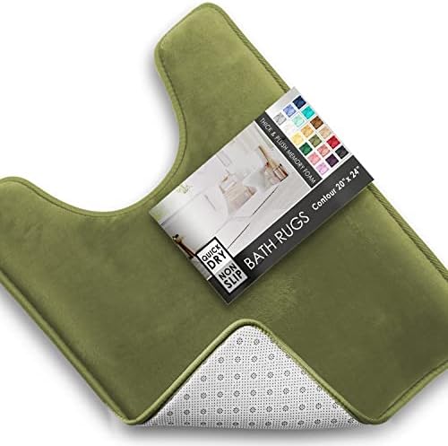 Clara Clark Bathroom Rugs, Velvet Memory Foam Bath Mat, Non-Slip, Machine Washable Bath Rugs - Dries Quickly, Ultra Soft Plush Bath Mats for Bathroom, 20 x 24, Sage Green by ClaraClark