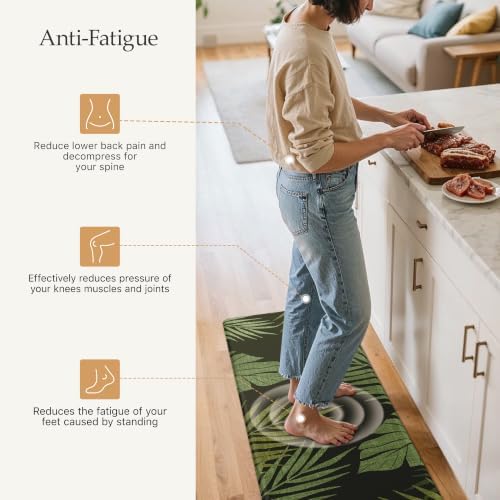 GENIMO Anti Fatigue Kitchen Mats for Floor 2PCS, Standing Rugs, Deep Green - Image 3