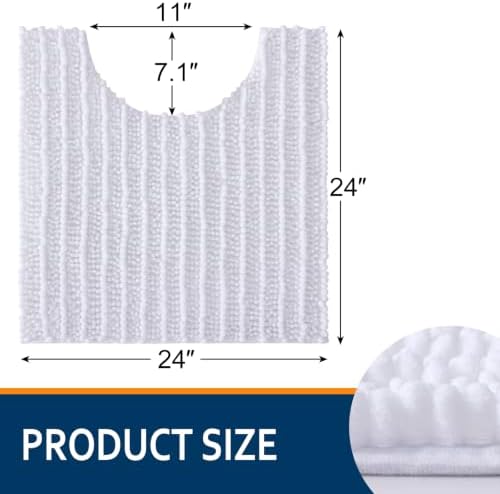 Smiry Bathroom Toilet Rugs U Shaped 24x24, Chenille Bath mats for Toilet - Image 2