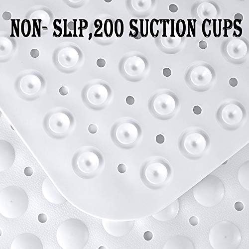 YINENN Bath and Shower Safety Mats 40x16 inch, Non Slip with Suction Cups for Bathroom Stall and Tub Floor, Extra Large and Machine Washable, Drain Holes Keep Bathtub Clean, White - Image 3
