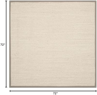 SAFAVIEH Natural Fiber Square Rug 6' Textured, Marble & Khaki NF143E - Image 2
