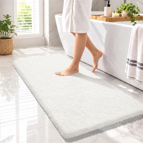 Yimobra Bathroom Runner Rug Non Slip Washable 56x24, Bath Mat, Off White by Yimobra