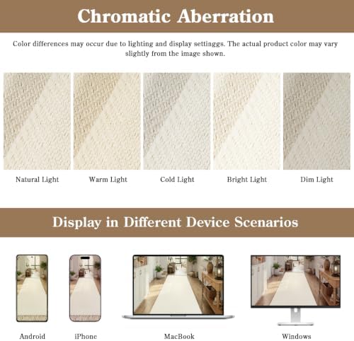 Collive Boho Washable Kitchen Rug, White Hallway Runner Rugs - Image 5