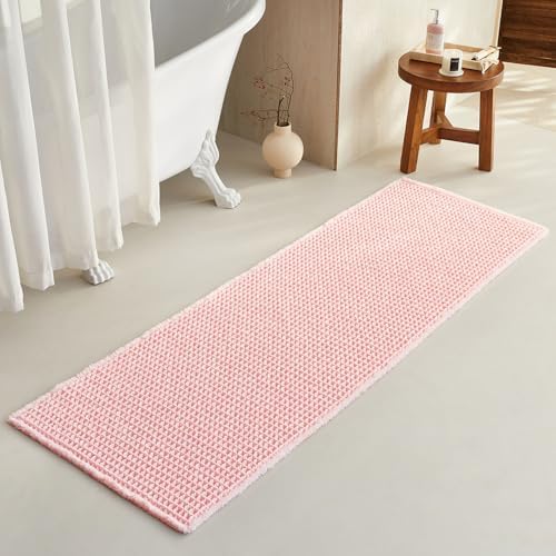 TYUU Waffle Runner Rug Bathroom, Long Cute Bath Mat 72x24 Light Peachy Pink by TYUU