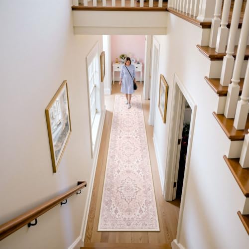 RELEANY Washable Area Rug, Runner 2'6"x14', Pink by RELEANY