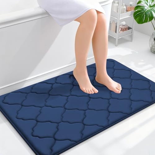 OLANLY Memory Foam Bath Mat Rug 36x24, Ultra Soft Bathroom Rugs, Navy by OLANLY