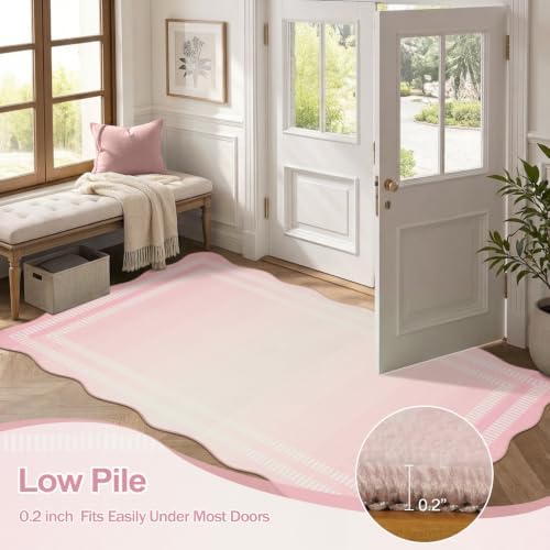 Washable 3x5 Rug, Soft Non Slip Ombre Pink Rugs for Bedroom Girls - Image 5
