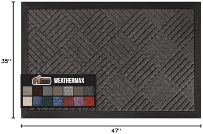 GORILLA GRIP WeatherMAX Door Mat, Indoor Outdoor Use, 47x35, Gray Diamond - Image 2