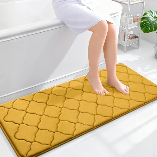 OLANLY Memory Foam Bath Mat Rug 47x20, Ultra Soft Bathroom Rugs, Yellow by OLANLY