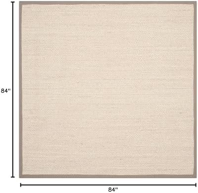 SAFAVIEH Natural Fiber Square Rug 7' Textured, Marble & Khaki NF143E - Image 2
