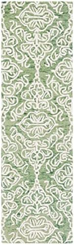 SAFAVIEH Blossom Collection Runner Rug - 2'3" x 8', Green & Ivory, Handmade Wool, Ideal for High Traffic Areas in Living Room, Bedroom (BLM112Y) by Unknown