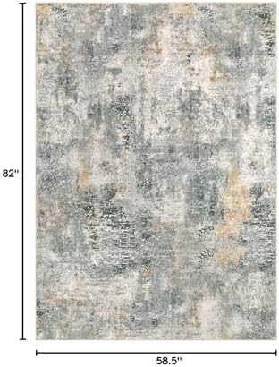 Lahome Washable 5x7 Area Rugs for Living Room, Grey Neutral Modern Abstract Rug for Bedroom Non Slip, Soft Contemporary Low Pile Indoor Carpet for Dorm Guest Dining Room Table Apartment - Image 2