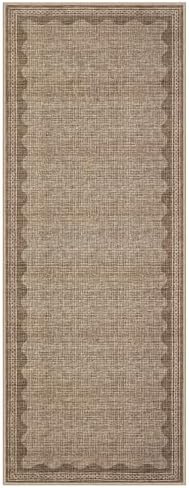 GarveeHome 2.5x8 Runner Rug for Hallway Washable Kitchen Rugs Non Slip Solid Coffee Modern Minimalism Soft Low-Pile Scalloped Indoor Carpet for Entryway Laundry Room Floor Mats - Image 5