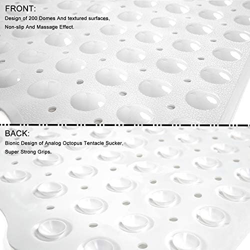 TEESHLY Bath Tub and Shower Mats, Non-Slip 39 x 16 Inch Extra Long Bathtub Mat, Machine Washable BathMat with Drain Holes, Suction Cups for Bathroom (Opaque White) - Image 3