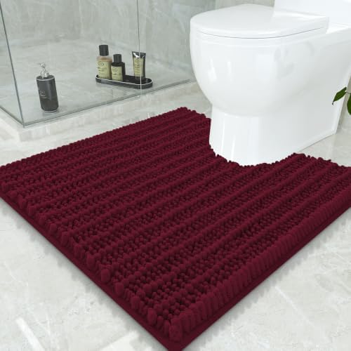 Smiry Bathroom Toilet Rugs U Shaped 24x24, Chenille Bath mats for Toilet by Smiry