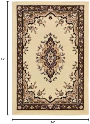 Unique Loom Reza Collection Traditional Persian Style Area Rug, 2 ft 2 in x 3 ft, Ivory/Brown (Pack of 2) - Image 3
