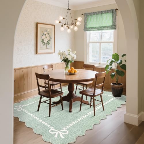 GarveeHome Scalloped Bow Rug 8x10 Washable Rugs for Living Room, Sage Green - Image 3