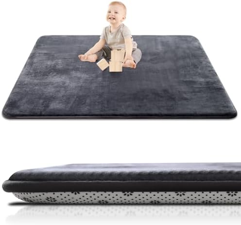 SEPARO Thick Baby Play Mat for Floor,50x50 Playpen Mat,Non-Slip,Dark Grey by Separo