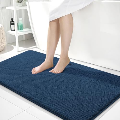 OLANLY Memory Foam Bathroom Runner Rug 40x24, Absorbent Long Bath Mat, Navy by OLANLY