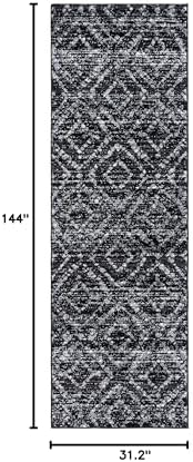 SAFAVIEH Adirondack Collection Runner Rug - 2'6" x 12', Black & Ivory, Modern Diamond Distressed Design, Non-Shedding & Easy Care, Ideal for High Traffic Areas in Living Room, Bedroom (ADR131A) - Image 2