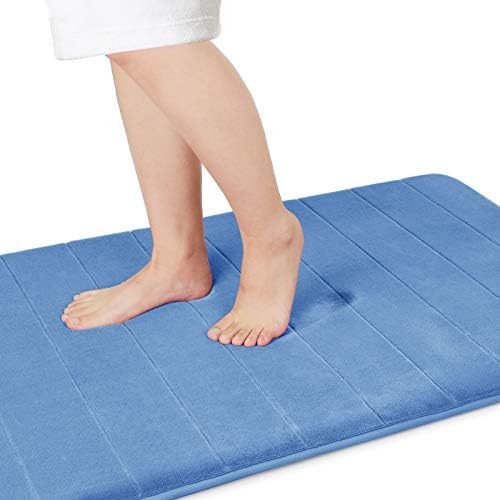 Yimobra Long Bath Mat 44"x24", Super Soft Quick Dry Memory Foam Bathroom Rug, Water Absorbent, Non Slip Backing Machine Washable for Tub Shower, Thick Comfort Support, Blue by Yimobra