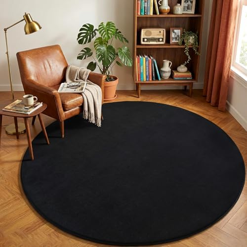 Amearea Black Round Area Rugs 6ft Circle Rugs for Bedroom Living Room - Image 4