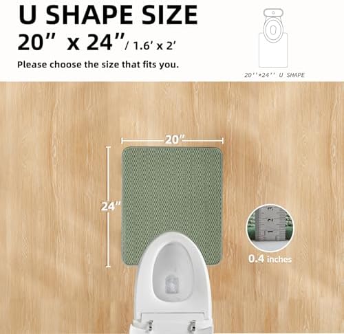 TYUU Toilet Rug, Thin Toilet Rugs U Shaped Washable Non Slip Absorbent Quick Dry Low Pile Toilet Mat, Sage Green 20"x24" U Shape - Image 2