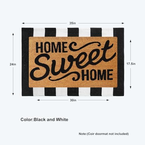 KIMODE Black and White Outdoor Rug Fall Front Door Mat Porch Rug Doormat - Image 2