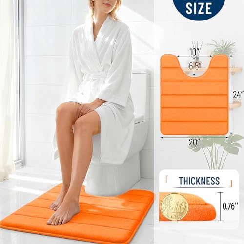 OLANLY Memory Foam Toilet Rugs U Shaped 24x20, Super Soft and Absorbent - Image 4