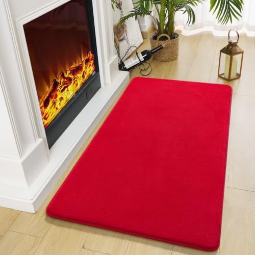 Amearea Modern Washable Runner Rugs, 2x4 Feet Red Bedroom Runner Rug - Image 4