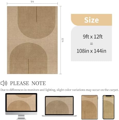 Easy Jute Rug for Pet Homes: 9x12 Outdoor Rug - Geometric Arch Pattern - Image 2