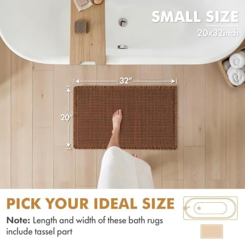 MIULEE Set of 2 Waffle Bathroom Rugs Boho Bath Mat Caramel 20x32 Inch - Image 2