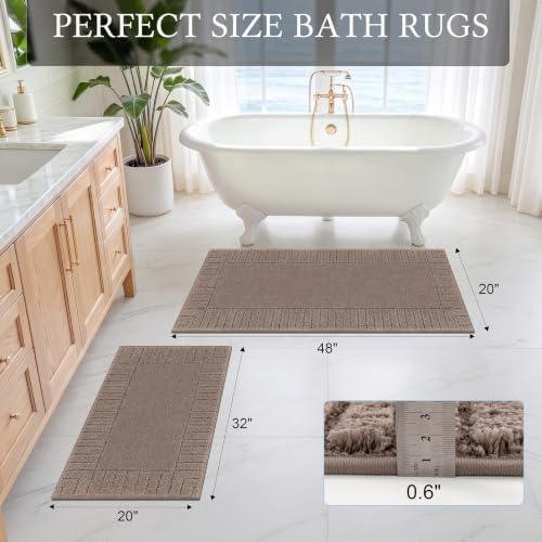 Pauwer Bathroom Rugs Sets 2 Piece, Non Slip Plush Bath Mats, Dark Grey - Image 2