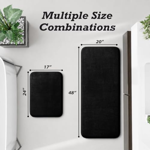 HUXMEYSON Bathroom Rugs Sets 2 Piece, Non-Slip & Quick Dry Bath Mat Set, Ultra Soft Velvet Bath Rugs for Bathroom, Toilet and Shower Floor, Black - Image 2