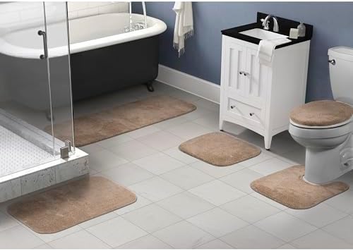 Garland Rug Traditional 5 Piece Nylon Washable Bathroom Rug Set Taupe - Image 2