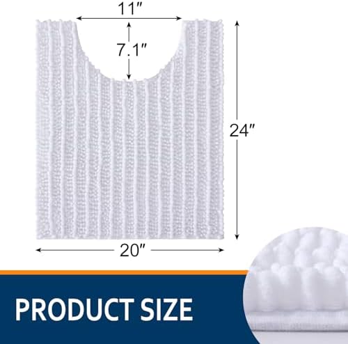 Smiry Bathroom Toilet Rugs U Shaped 24X20, Chenille Bath mats for Toilet - Image 2