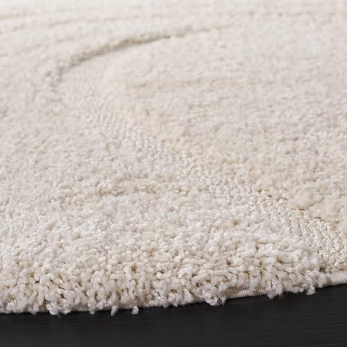 SAFAVIEH Florida Shag Round Rug 8', Soft Plush Modern Cream SG471-1111 - Image 5