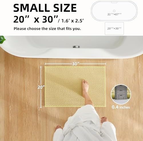 TYUU Bathroom Rugs Non Slip Washable, Super Absorbent Thin Bath Mat Small Quick Dry Low Pile Bathroom Rug, Yellow 20"x30" - Image 2
