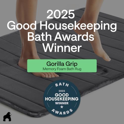 GORILLA GRIP Absorbent Memory Foam Bath and Shower Mat, 30x20, Gray - Image 6