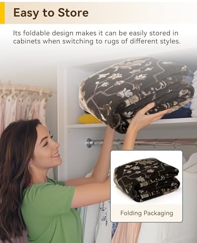 RELEANY Washable Area Rug, Square 8'x8', Black/Neutral - Image 6