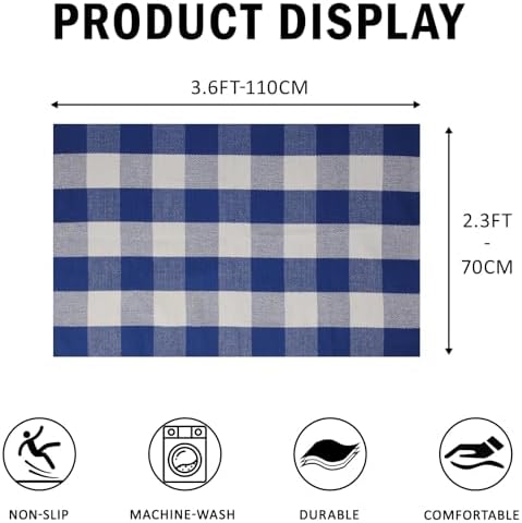 SEEKSEE Buffalo Plaid Outdoor Rug 27.5x43 Blue and White Front Door Mat, Layering Rug for Porch, Summer Doormat, Front Porch Rug for Outdoor Entrance Entryway Patio Porch Decor - Image 2