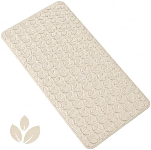 Non-Slip Rubber Bathtub Mat with Suction Cups, 17 × 35 Inch (Beige) by WRISIN