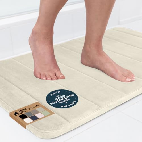 GORILLA GRIP Absorbent Memory Foam Bath and Shower Mat, 24x17 Champagne by GorillaGrip