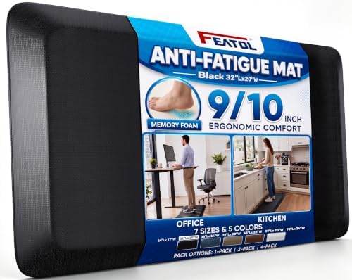 FEATOL Anti Fatigue Mat for Standing Desk & Kitchen Floor, 9/10 Extra Thick by FEATOL